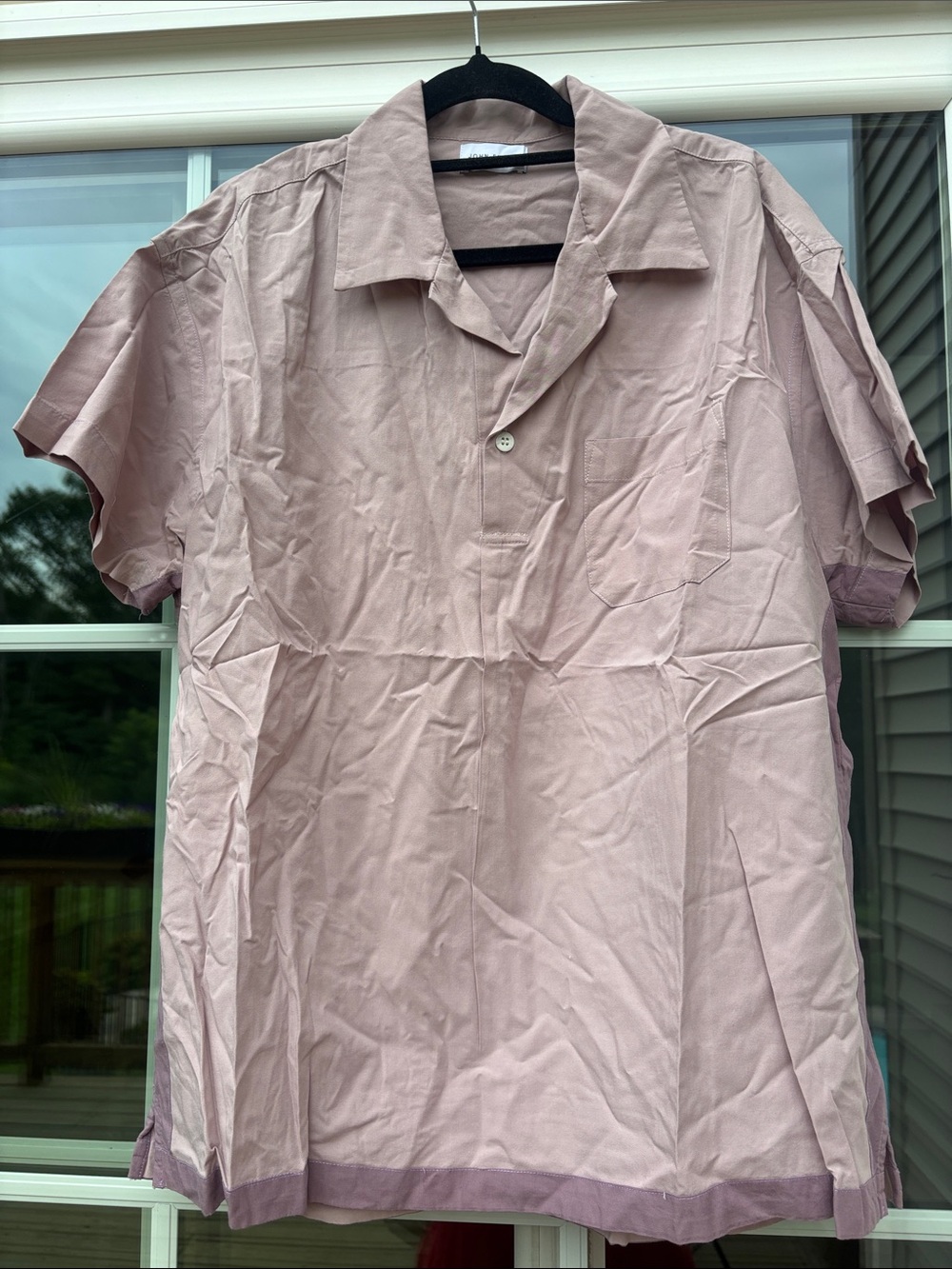 John Elliott Short Sleeve Camp Collar Shirt in Dusty Pink